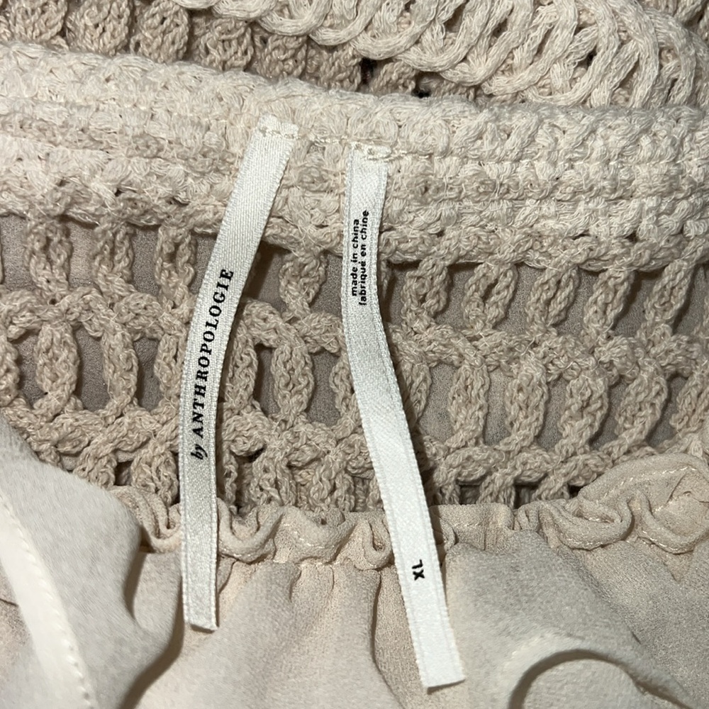 Anthropologie cream ivory Ruffled Crochet Tank Top - Picture 9 of 10